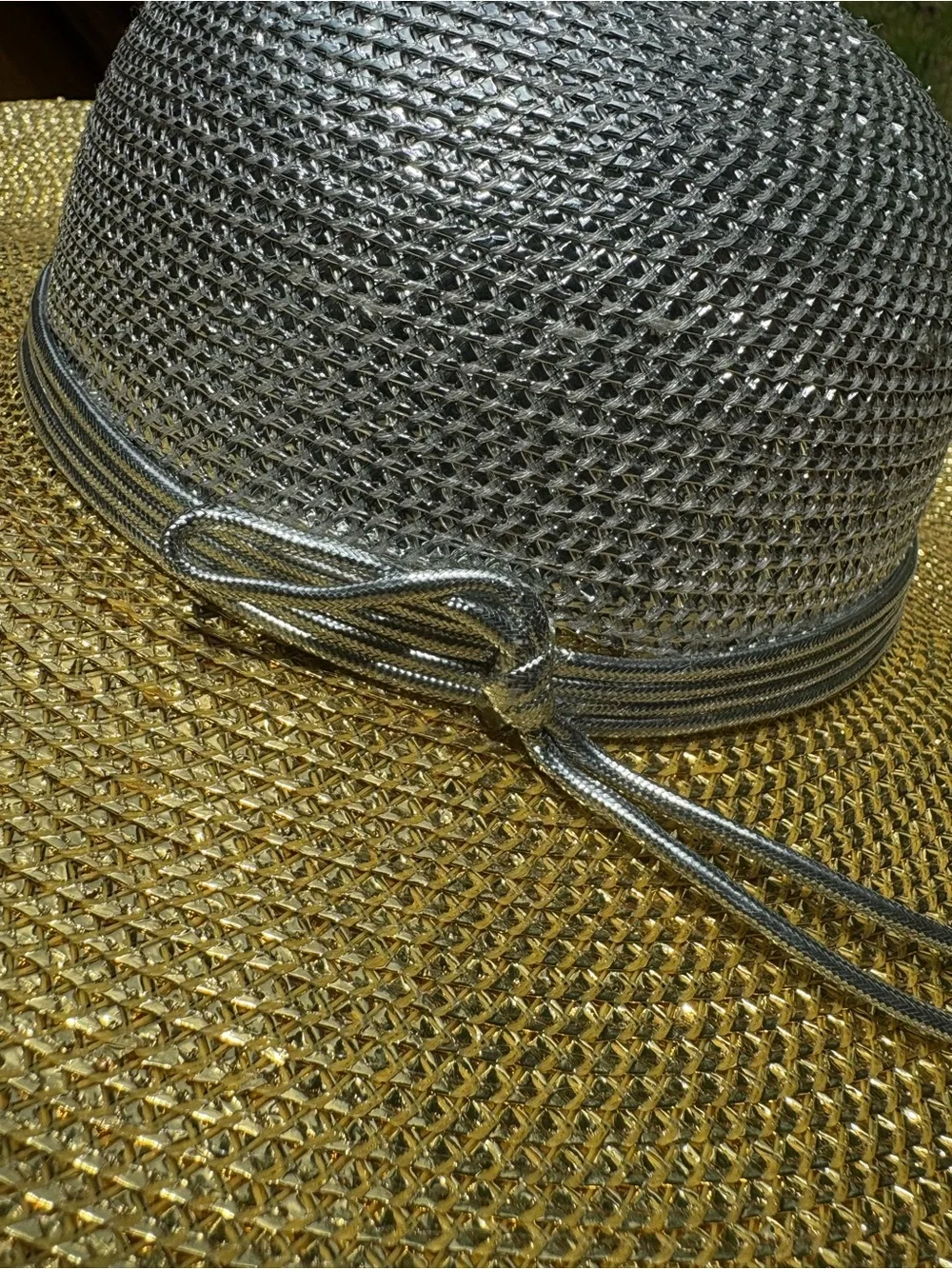 Rare Vintage Sonni Gold Silver Sequin Hat 👒 with Silver Bow WOW! - Picture 9 of 10